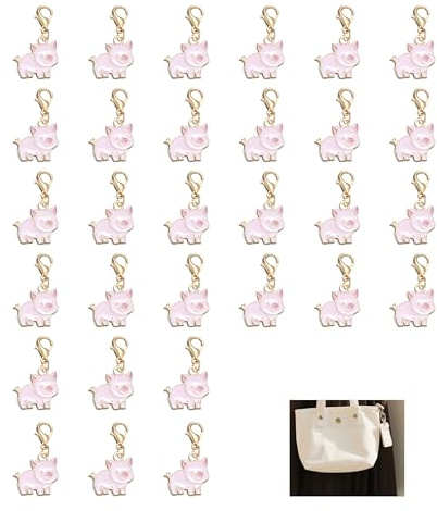 30 Stück Rosa Anhänger Schlüsselanhänger Set, Glücksschwein Anhänger Kleine Glücksschwein mit Karabinerhaken Deko Kleine Neujahrsgeschenke Mini Keychain Für Silvester Neujahr Taschen Schlüssel
