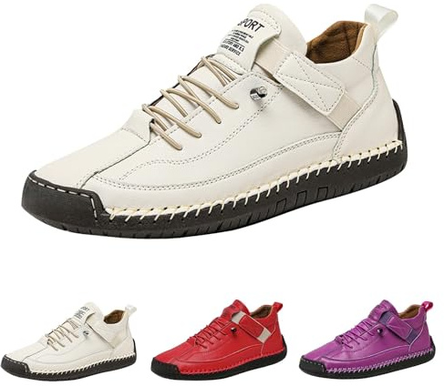 Chaussures Montantes Décontractées, Chaussons de Travail à Coutures, Chaussures de Plein Air Antidérapantes, Plates de Légères Décontractées, Chaussure de Ville Confortables Souples