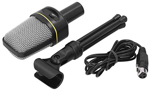 Shipenophy Microfono a Condensatore, Microfono di Registrazione Omnidirezionale Portatile con Treppiede per Parlato e Podcast, Include Supporto e Cavo (Nera)