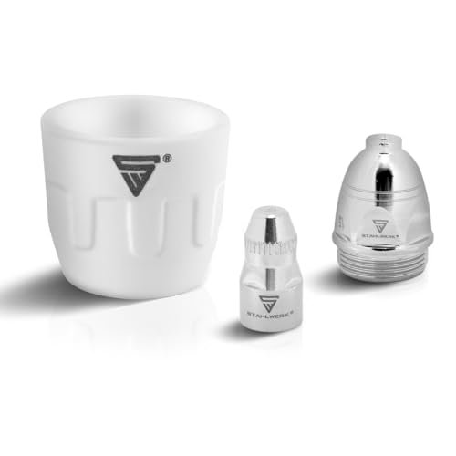 STAHLWERK P-80 Plasmazubehör Verschleißteile, Plasmadüsen + Elektroden + Keramikkappen für P-80 CUT Plasmaschneider-Brenner, Set 50-teilig