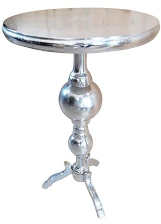 MichaelNoll Couchtisch Modern, Wohnzimmertisch Sofatisch Beistelltisch Tisch aus Metall, Aluminium Rund Silber Luxus 66 cm