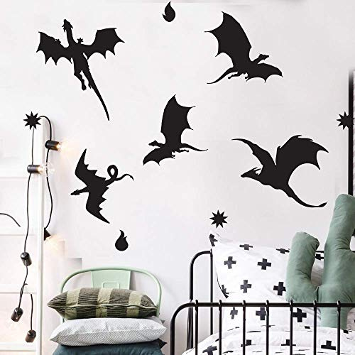 Drachen Silhouette Wandtattoo Dinosaurier Wald Thema Kinderzimmer Dekoration Drachen Vogel Vinyltapete Beweglichen Tier Wandbild