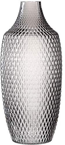 Leonardo Poesia Bodenvase aus Glas, handgefertigte Deko-Vase mit eltegant strukturierter Oberfläche, Grau, Höhe: 40 cm, 018676