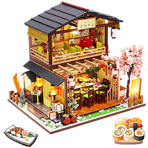 Spilay DIY Miniature House, Puppenhaus-Bausatz mit Holzmöbeln mit Staubschutz & Spieluhr & LED, 1:24 Skala Kreative Puppenhaus für Geburtstag Weihnachten Handmade Gift | Mit Staubschutz & Spieluhr, Holz-Bastel-Bauset für Bücherregal-Dekor, Heimdisplay & kreative Geschenke für DIY-Liebhaber