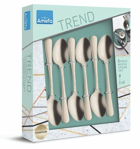 Amefa AUSTIN Espressolöffel 6-teilig | stylisches Design in Trendfarbe | Edelstahl mit PVD Veredelung | Champagner satiniert | 12 cm | Esspresso Löffel mini | Espressolöffel klein