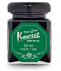 Kaweco bläck i glas i färgen palmgrön grön, vattenlöslig, vegansk, 50 ml innehåll, 10002193