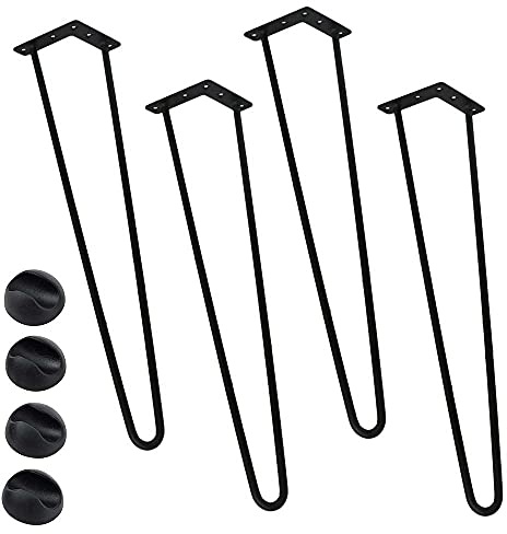 BAKAJI Set 4 Gambe da Tavolo Altezza 71 cm in Metallo Piedi per Tavolo da Pranzo Scrivania e Mobili con Piedini Antiscivolo Design Moderno Industriale Colore Nero Kit Montaggio Incluso