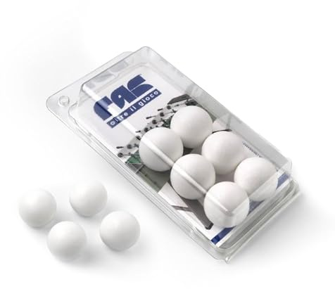 FAS PENDEZZA Blister 10 Palline Calcio Balilla - Set di 10 Palline, Diametro 36 mm, Peso 19 g, Compatibili con Biliardini e TamTam (Bianco)
