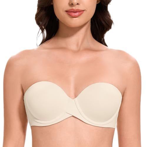 MELENECA Femme Push Up à Armatures Moulé Soutien-Gorge sans Bretelles Dollar de Sable 85B