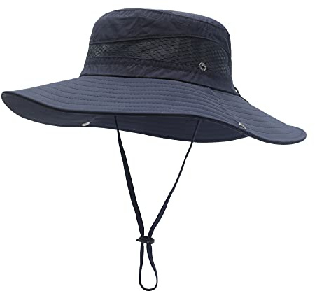 ZLYC Eté Camouflage Chapeau de Soleil Safari Chapeau pour Homme, Bleu Marine, Taille Unique