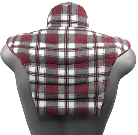 Nackenhörnchen HWS - Nacken + Schultern + Rücken - Kirschkernkissen - Nackenkissen Wärmekissen Flanell karo-rot