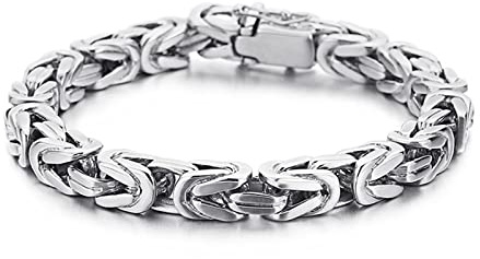 Daesar Bettelarmband 22CM Edelstahl, 8MM Breite Königsarmband Charm Armband Silber Gold Partnerarmband für Männer Jugend