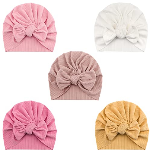 DRESHOW 5 Pezzi Cappello Turbante Bambina Cappellini Berretti e Cappellin per Infantile Bambino Neonato Ragazza