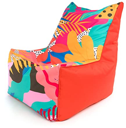 Ecopuf Solid - Puf saco con relleno asiento suave de poliéster fantasía diseño decoración para exteriores Din 75 x 75 cm