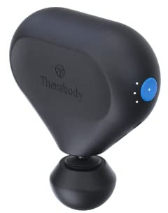Theragun Mini 2.0 – Elektrische Handmassagepistole – Kompakte Tiefengewebebehandlung für unterwegs – Tragbares perkussives Massagegerät mit QuietForce Technology + 3 Schaumstoffaufsätze – schwarz