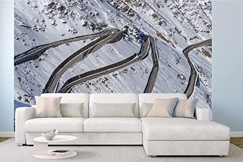 Vlies Fototapete STRAßE IN SÜDTIROL 375 x 250 cm (inkl. Kleister) - Vlies Tapete, Wandtapete, Wandbilder - Tapete für Wohnzimmer Schlafzimmer, Büro, Küche - Montagefertig