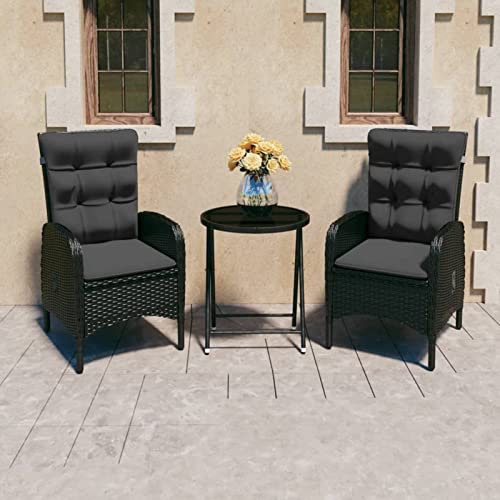 Yolola balkonmöbel Set 3 teilig Rattan,bistrotisch mit 2 stühlen Outdoor,Gartenmöbel-Set 3 TLG,balkonmöbel Kleiner Balkon,terrassen möbel,Poly Rattan und Glas