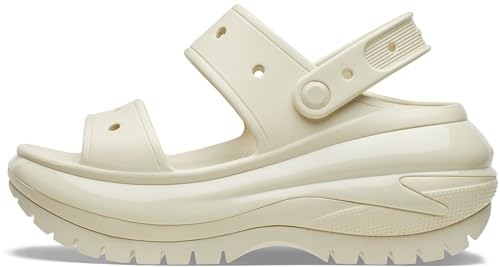 Crocs Classic Mega Crush Platform Sandals Wedge Bone Men's 8, Women's 10 Medium