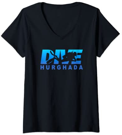 Damen Tauchen Sie Hurghada, Tauchen in Hurghada T-Shirt mit V-Ausschnitt