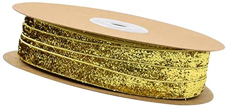 SHTGOI 1 Rolle Samtband 10 mm x 20m Einseitiges Glitzer-Satinband Dekoratives Geschenkband Glitzer-Samtbänder Weihnachts Glitzerbänder für Bastelarbeiten Blumen Geschenkverpackungen Gold