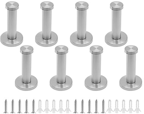 Luomorgo 8 Stück gebürstete Handtuchhaken, Edelstahl-Kleiderhaken, Wandhalterung, Handtuchhaken, robuste runde Wandhaken zum Aufhängen von Kleidung, Badezimmer, Küche, Schlafzimmer (7,5 cm Länge)