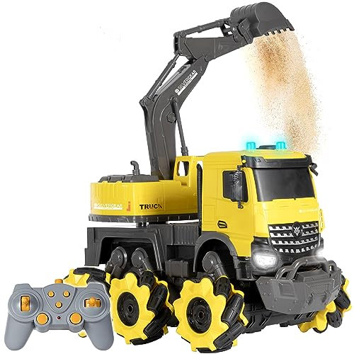 Silvergear® Ferngesteuerter Bagger für Kinder | RC Bagger mit Beweglicher Schaufel | 30 m Reichweite | LED-Licht & Soundeffekte | 10 km/h | RC Baustellenfahrzeug