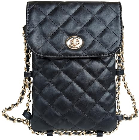 Larswon Handy-Umhängetasche, gesteppte Taschen, Handy-Geldbörse, weiche Kette, Crossbody-Tasche, Handy-Geldbörse für Damen