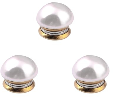 HugeDE 3 Pcs 14mm Faux Pearl Magnetic Brooch Pins Scarf Pins Small Hijab Magnetic Pins Decorative Brooch Button Pins Pearl Clothing Magnets