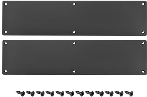 sourcing map Lot de 2 plaques de porte en aluminium, 10,2 x 40,6 cm, 2 mm d'épaisseur, pour porte d'entrée extérieure ou porte arrière, noir