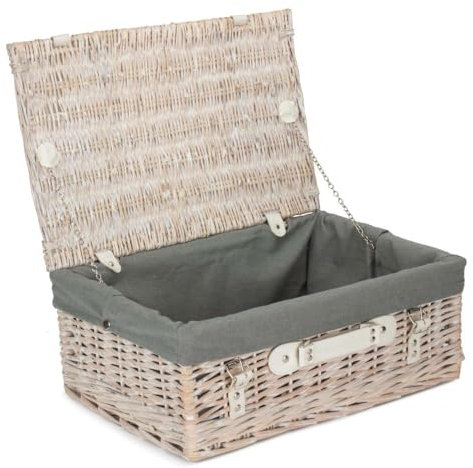 45 cm weißer Picknickkorb mit grauem Futter
