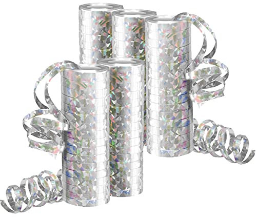 Decorazioni Capodanno 2026, 5 Stelle Filanti Metalliche Argento per Decorazione Festa Compleanno - 5 Pezzi -