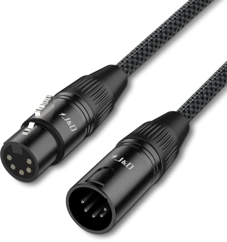 J&D Cable DMX XLR de 5 Pines, XLR 5 Pin Macho a Hembra DMX 512 Turnaround Cable para Luces de Escenario, Azul, 3 m