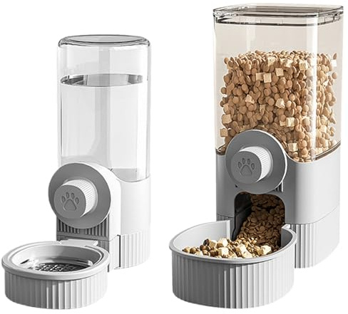 Automatic Cat Feeder, 2Pcs Cat Water Dispenser and Food Dispenser, Suspended Automatic Pet Feeders, Hanging Rabbit Feeder for Guinea Pig Cage Accessories
