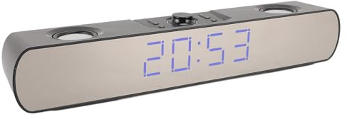 Annadue Haut-parleurs D'ordinateur, Barre de Son D'ordinateur Bluetooth Stéréo HiFi, Caisson de Basses intégré, Son Surround, Haut-Parleur de Jeu PC avec Réveil, Fonction Radio FM pour