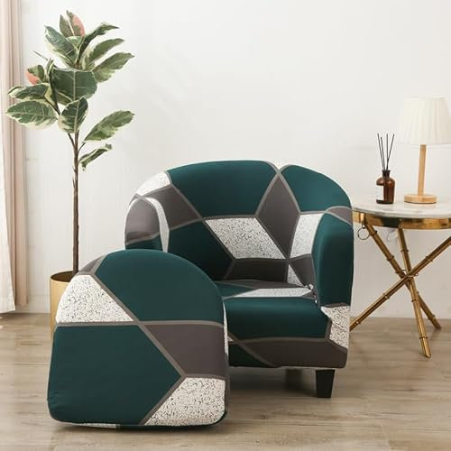 Surwin Sesselbezug Sesselschoner mit Elastisch Stretch Husse, Aufteilen Sesselüberwurf Universal Chair Schonbezug Sofabezug für Clubsessel Lounge- & Cocktailsessel (Geometrisch)