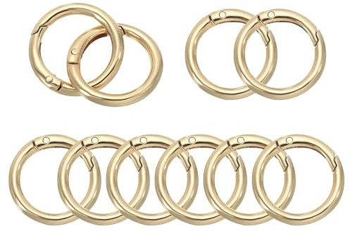 PATIKIL Anillos de Resorte, Anillos de Llavero Metálicos Redondos con Clip de Resorte de Gatillo para Llaveros, Bolsos, Hebillas para Hacer Manualidades