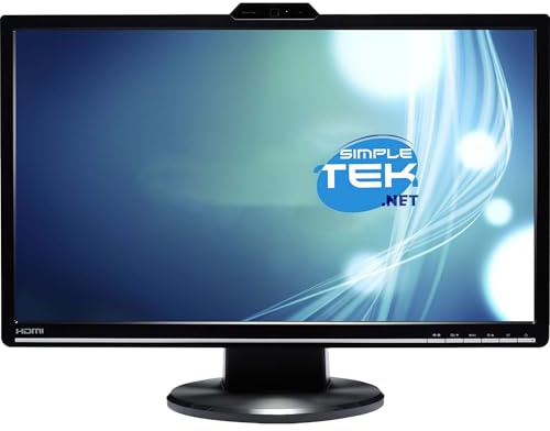 SIMPLETEK - Monitor 24 Full HD con Webcam Integrata - HDMI, VGA, DVI, Casse PC, Nero con Base | VK248H (Ricondizionato)