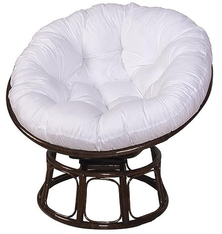 Cuscino rotondo in cotone perlato spesso per sedia a uovo in vimini rattan cuscini rimovibili con lacci antiscivolo per interni/esterni 120 dimensioni colore bianco