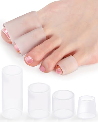 BLATOWN 24PCS Silicone Toe Sleeves Protectors Gel Corn Pads Toe Tube Cushions with 4 Size, Soft Toes Covers for Women Men Pain Relief, Calluses, Blisters, Bunion, Hammertoes (24Pc, Silicone)