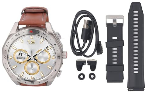 Smartwatch Earbuds Music Playback HD Screen for Fitness Sports 2 in 1 Call, Smartwatch Earbuds 2 in 1 Fitness Tracker Music Smartwatch 1.52 Inch HD Screen (Silver Brown)