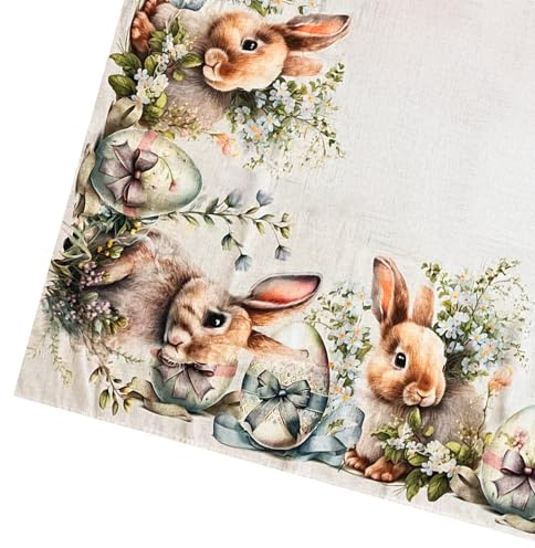 PARAMAISON Tovaglia Pasquale in Cotone EGG, Rettangolare 6 Posti 140x180 cm, Decorazione per Tavola e Cucina, Stampa Digitale, Idea Regalo, Made in Italy