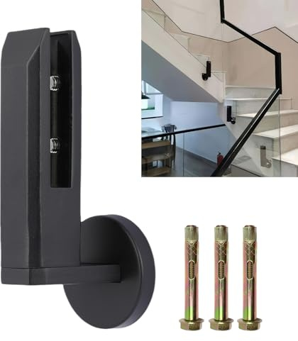 KMERCE Pince Verre Lourde de Garde-Corps, Support Clôtures en Verre pour la Piscine en Acier Inoxydable, Pince de Fixation L pour Verre de Main Courante, Balcon, Rampe d'Escalier (1, Noir)