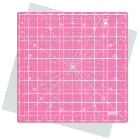 Headley Tools 12x12 Rotating Cutting Mat, Self Healing Mat with 360-Degree Rotation & Anti-Slip Base, Sewing Board Cutting Mat Perfect for Fabric Quilting Leather Hobby Project，Pink