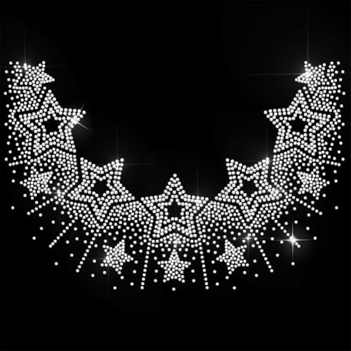 ANATTASOUL Collana Di Stelle Strass Ferro su Hotfix, Decalcomania A Trasferimento di Calore Decalcomanie con Strass Bling Patch per Abbigliamento per T-Shirt Abbigliamento Pantaloni Borse