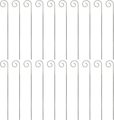 20 ganci argentati per etichette per piante da giardino, paletti da giardino, paletti per cartelli per piante, antiruggine, deformati da giardino, aste per fiori, fioriere, pali da giardino (20 cm)