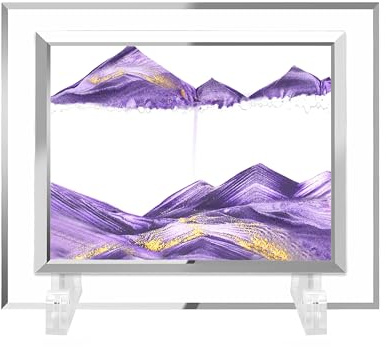 AzureLeap Art de Sable 3D Dynamique, Image en Mouvement, Sablier en Verre Carré, Paysage Sous-Marin 3D pour Décoration de Bureau et Maison [Violet-5]