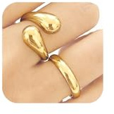 Emibele Anillos de Oro para Mujer 2PCS, Anillos de Lágrima de Oro