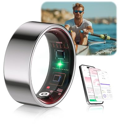 XSWCCJJ New Upgraded Smart Ring 6.0 Gen【IP68 Waterproof】【Industry First – 0 Measurement Error】 2025 Smart Ring Women & Men for Sleep Tracking Wearable Device, SpO2, Fitness ring Sliver 10#