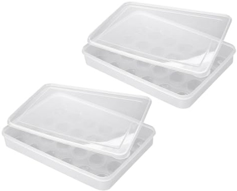 SOPOTUTU 2 pezzi Contenitore per Uova Posti con Trasparente Scatola Impilabile in Plastica Resistente per Frigorifero Organizer Salvaspazio per e Ristorante