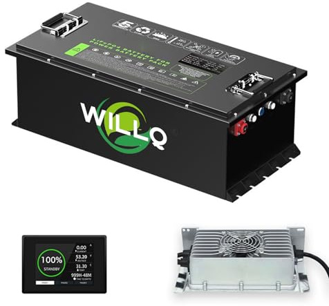 WILLQ Batería Litio Carrito de Golf 36V 48V 72V 105Ah 38,4V/51,2V/73,6V BMS Integrado Monitor táctil y Cargador, más de 4000 ciclos Batería Repuesto Repuesto para Carrito Golf,72v105ah